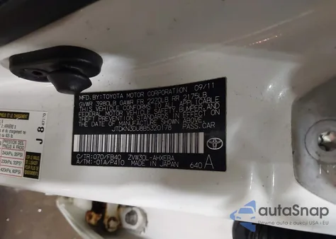 2011 Toyota Prius Three z USA, uszkodzony, nr VIN JTDKN3DU8B5320178